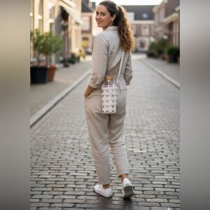 🌿Go Clean Boho Crossbody Cream/Pink Sling Water Bottle Holder 🌿 Hiking